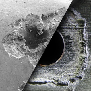 Graphic image comparing pitting corrosion and crevice corrosion in stainless steel
